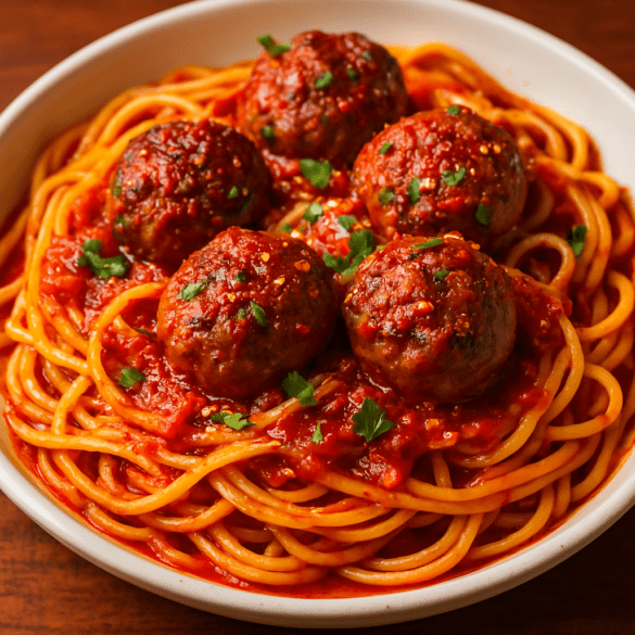 Meatball Pasta Spicy Garlic Meatballs